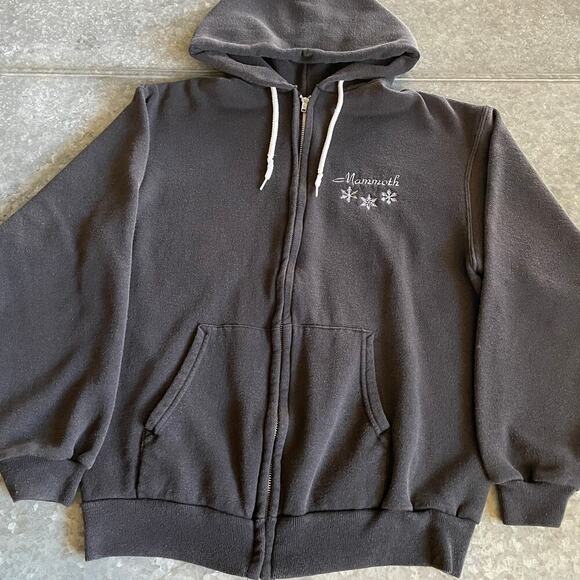 Vintage Mammoth Hoodie Sweatshirt Large Black Mountain Ski Snow Snowboard 90s - Picture 1 of 10